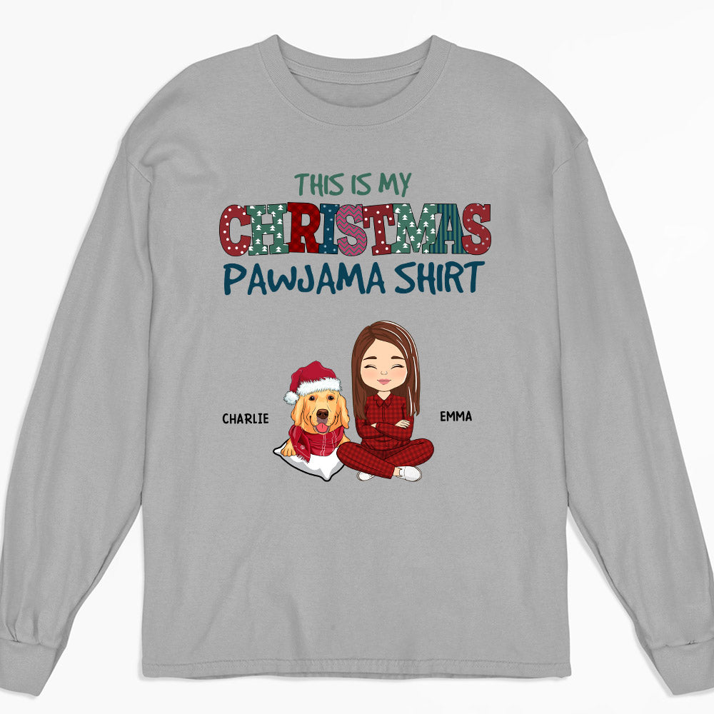 Personalized Custom Long Sleeve Pets Christmas Pawjama T-shirt for Pet Lovers