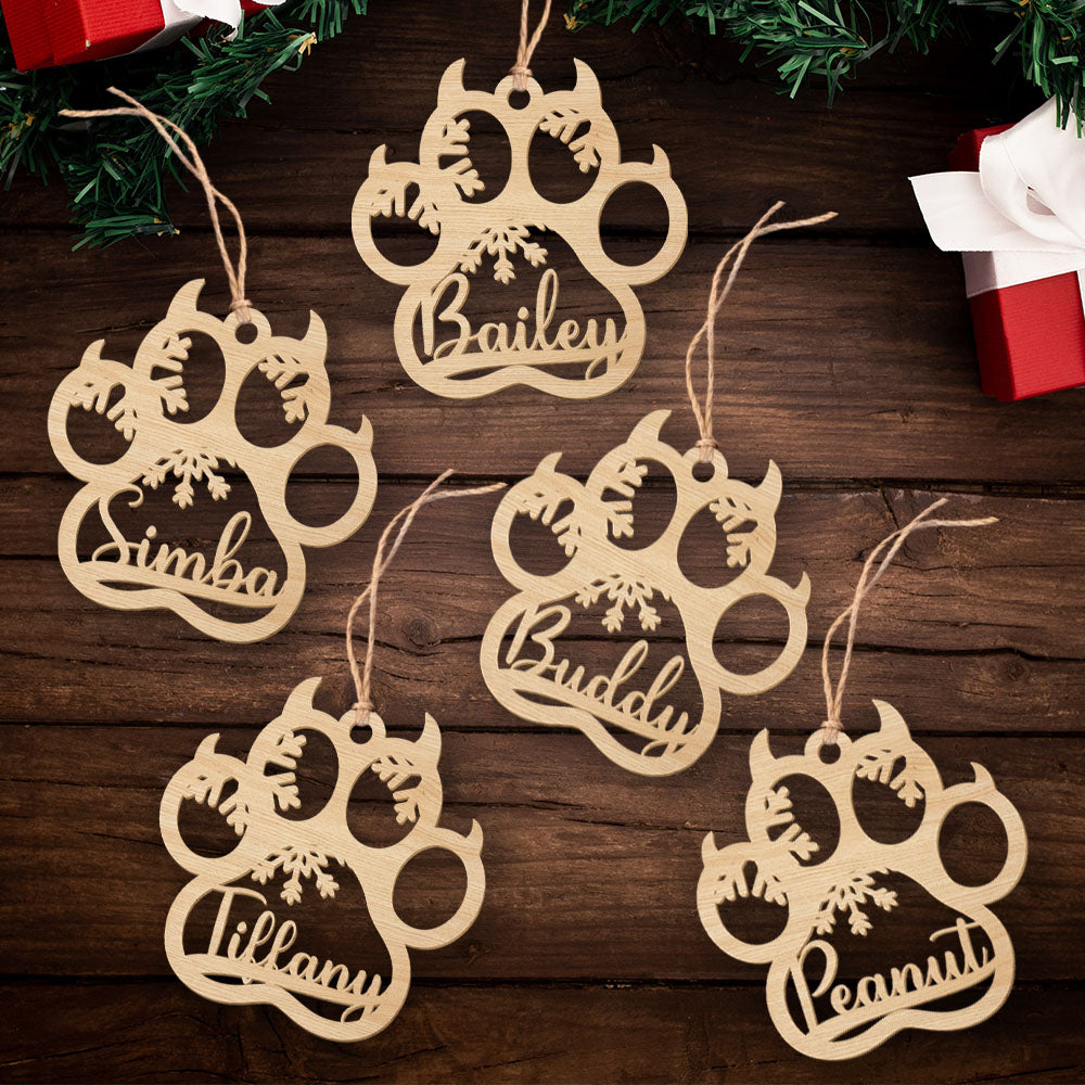 Cat Paw - Personalized Custom 1-layered Wood Christmas Ornament for Pet Lovers