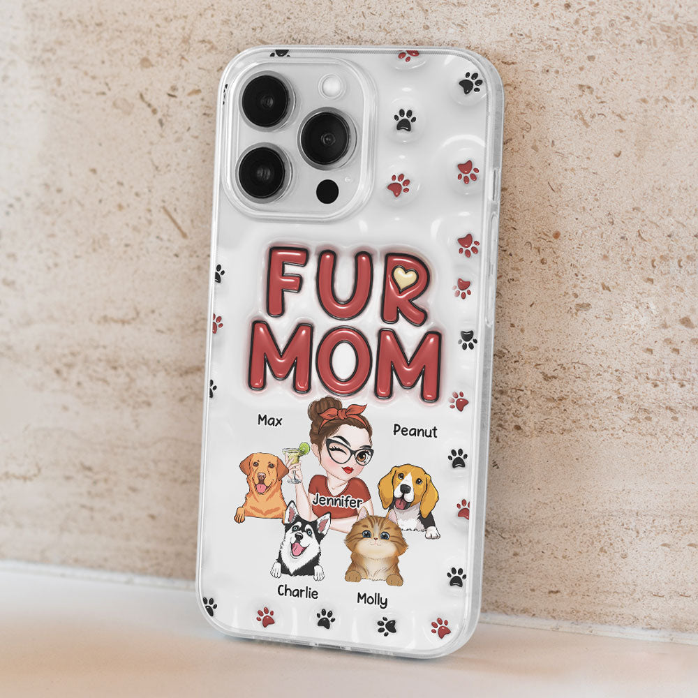 Lovely Fur Mom - Personalized Custom 3D Inflated Effect TPU Phone Case for Smartphones
