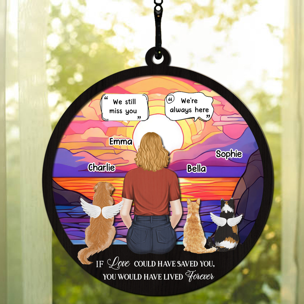I Will Miss You Forever - Personalized Custom Acrylic Plexiglass Suncatcher in 6 or 8 Inches