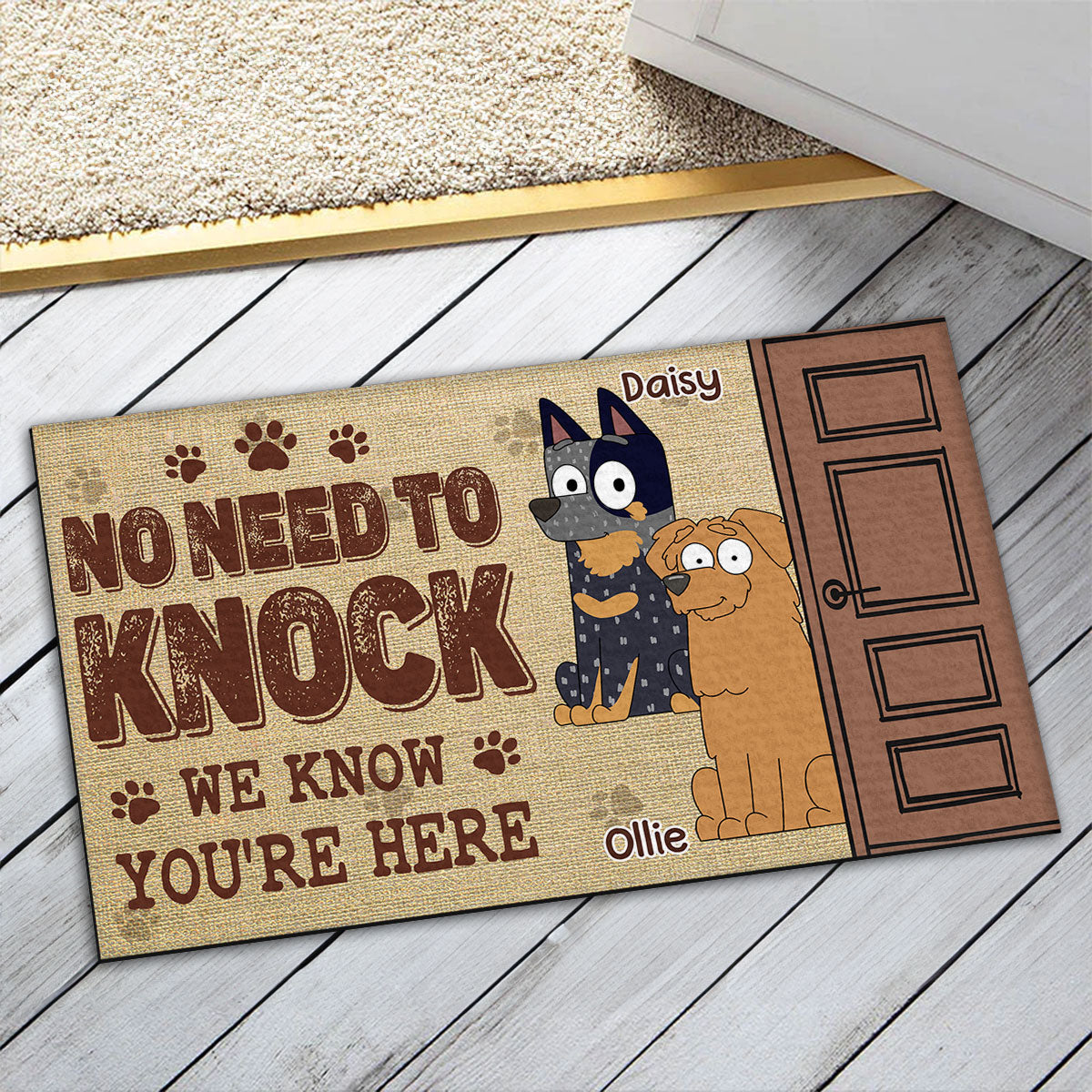 No Need To Knock I Know You Are Here - Personalized Custom Pet Doormat with Vibrant Sublimation Printing