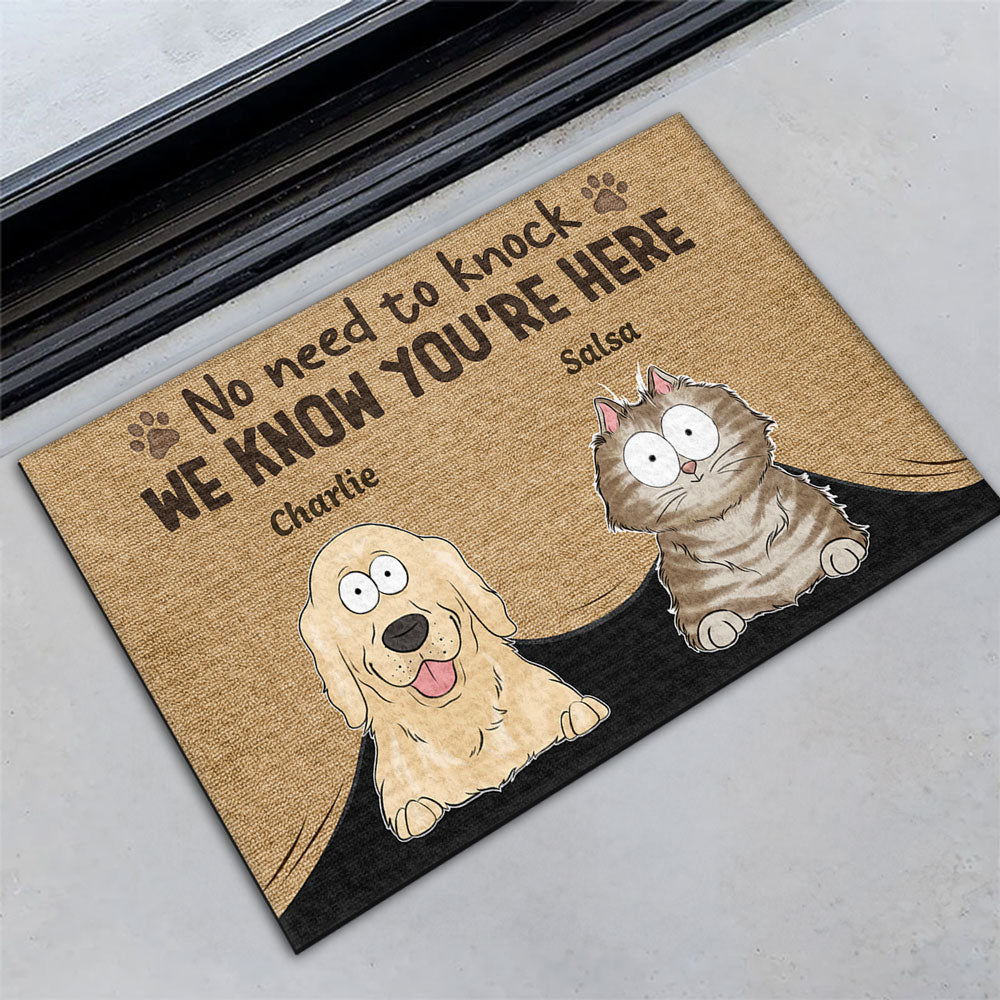 Personalized Custom Doormat: No Need To Knock, We Know You're Here - Ideal for Pet Lovers