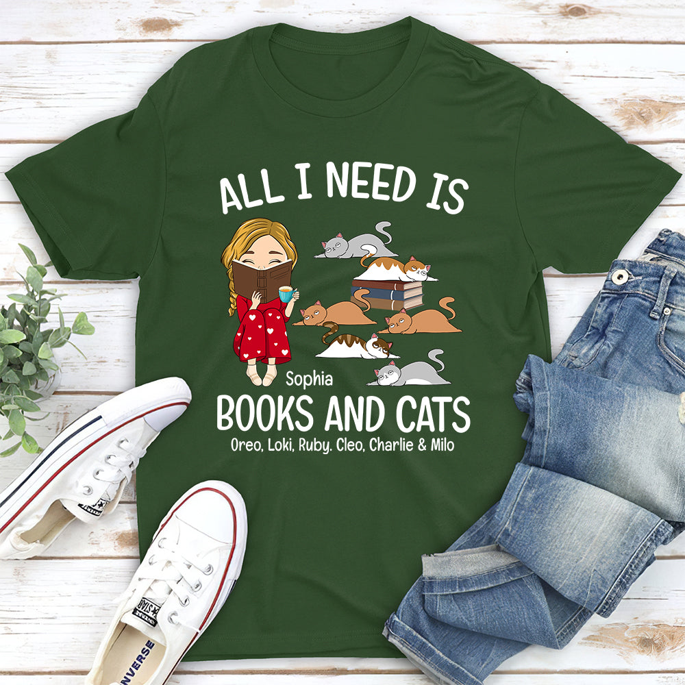 Books And Cats - Exquisite Personalized Custom Unisex 5.3 oz T-shirt