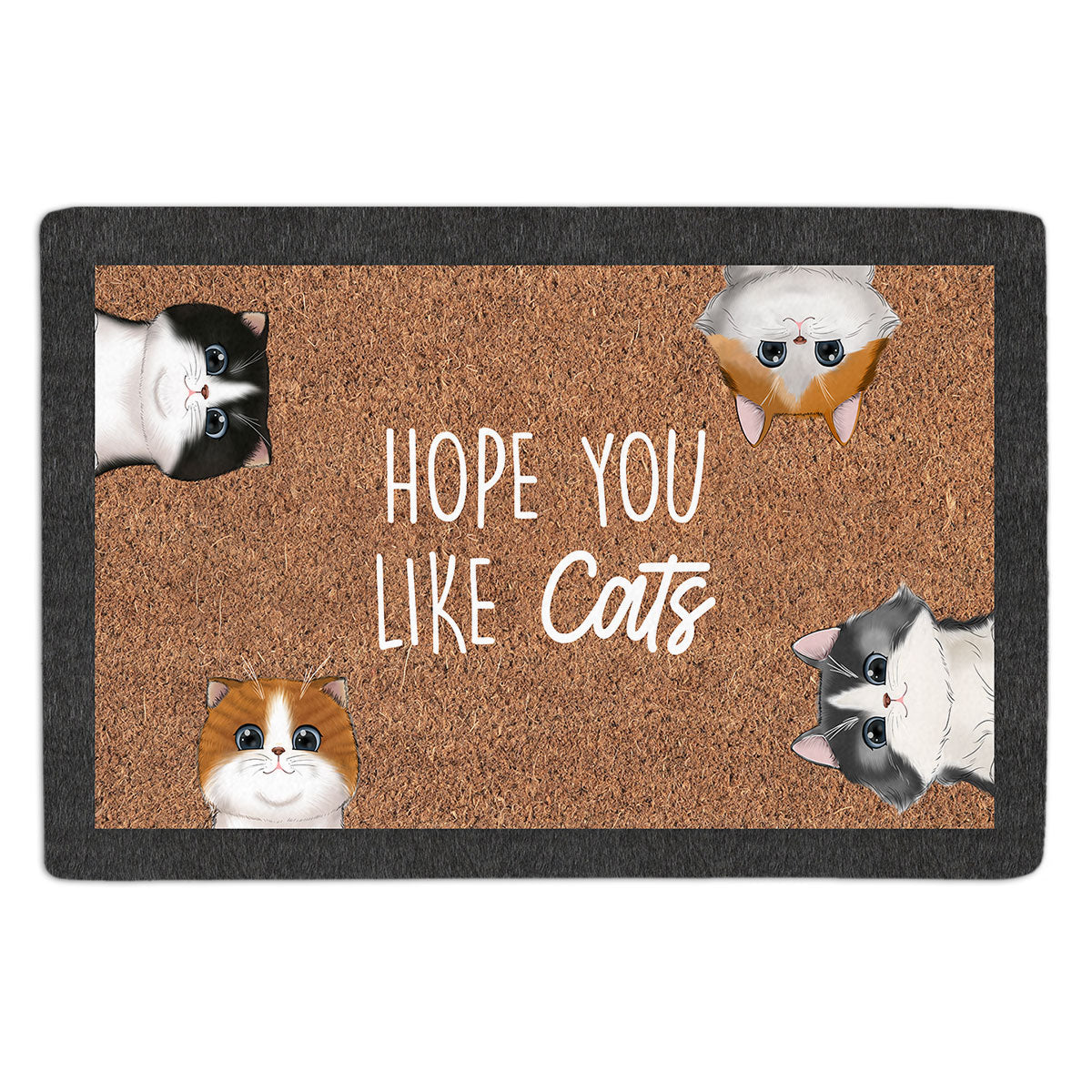 Hope You Like Cats - Personalized Custom Doormat with Your Cat's Picture (Sizes: 24' x 16', 30' x 18')