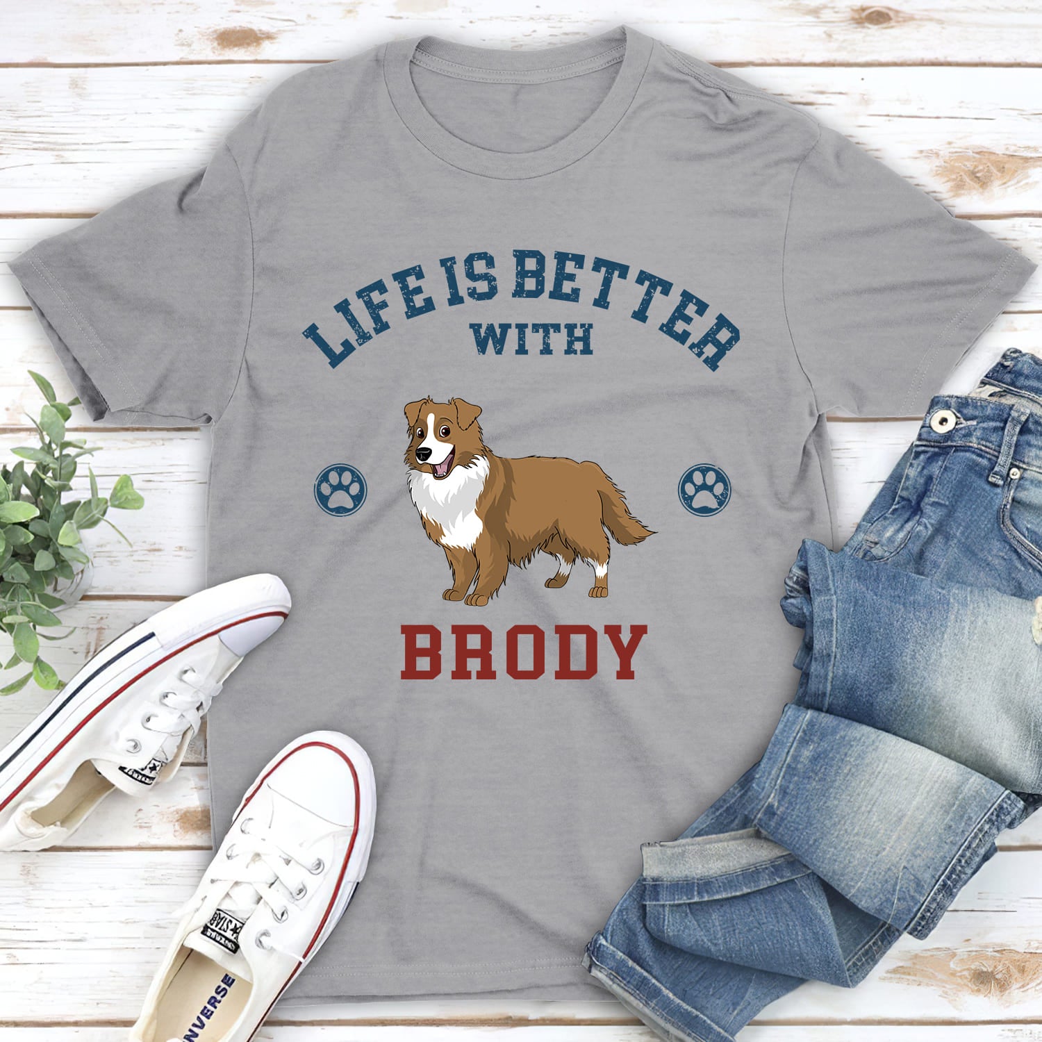 Life Is Better Retro - Personalized Custom Unisex 5.3 oz T-shirt for Pet Lovers