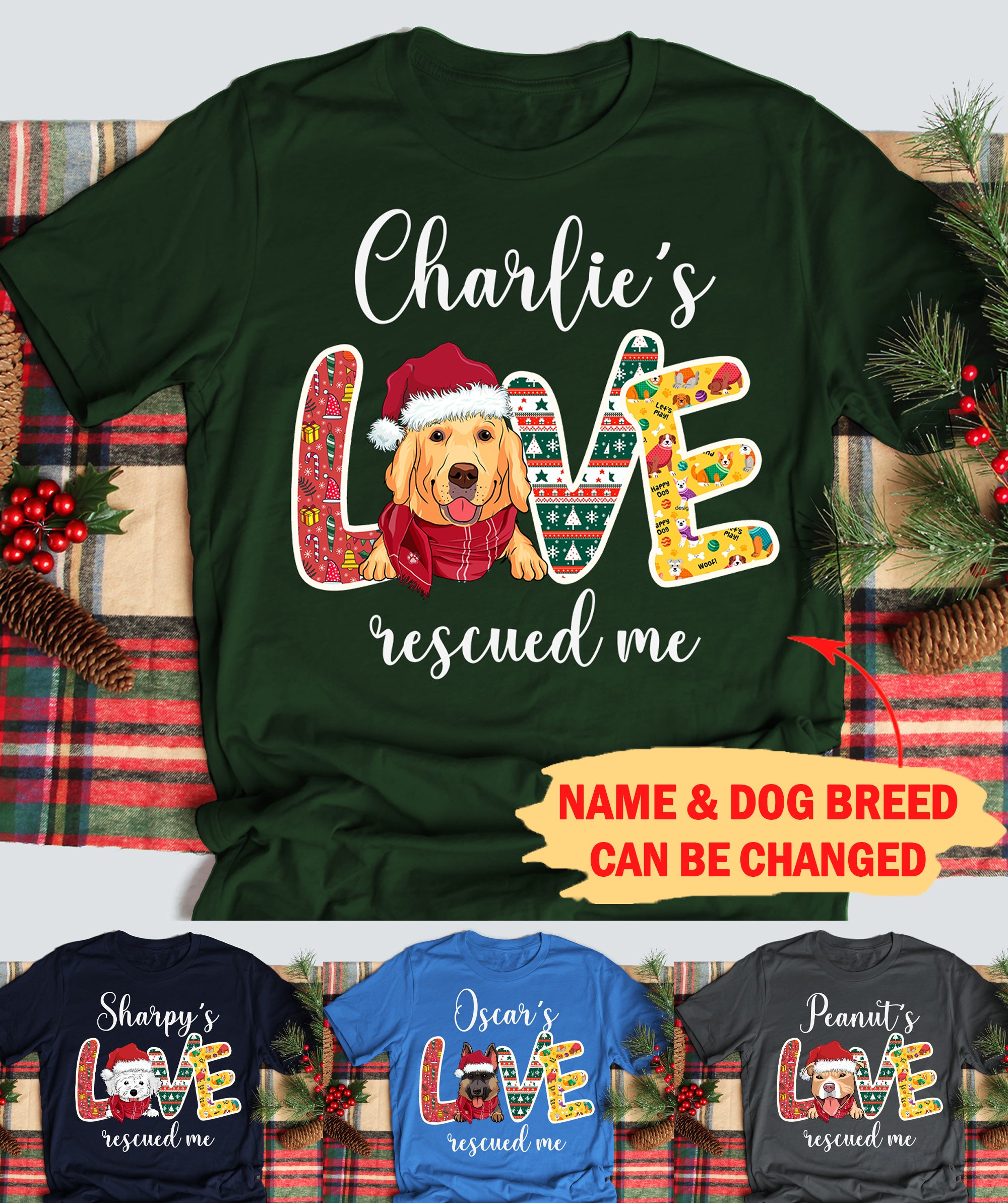 Dog's Love Rescued Me - Personalized Custom Unisex 5.3 oz T-Shirt for Pet Lovers