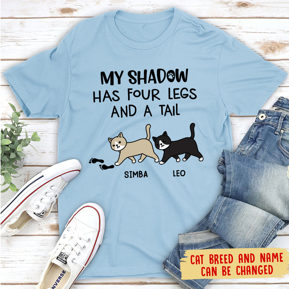 My Cat Is My Shadow - Personalized Custom Unisex 5.3 oz T-shirt for Pet Lovers