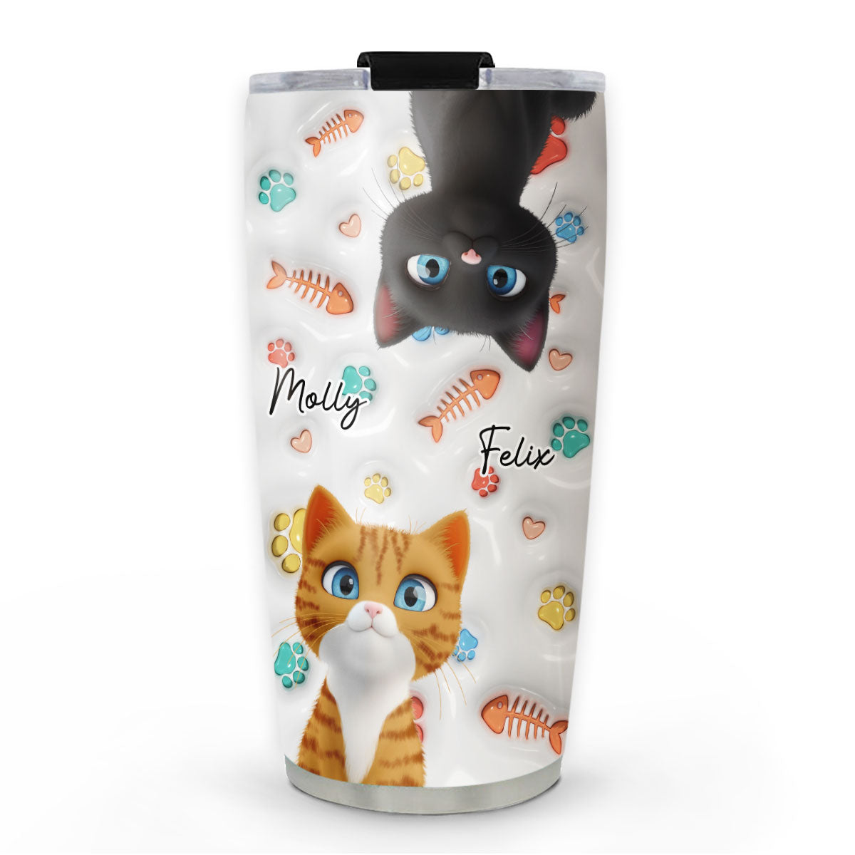Adorable Customizable 3D Inflated Effect Cat - Themed Baby Tumbler for Personalized Style