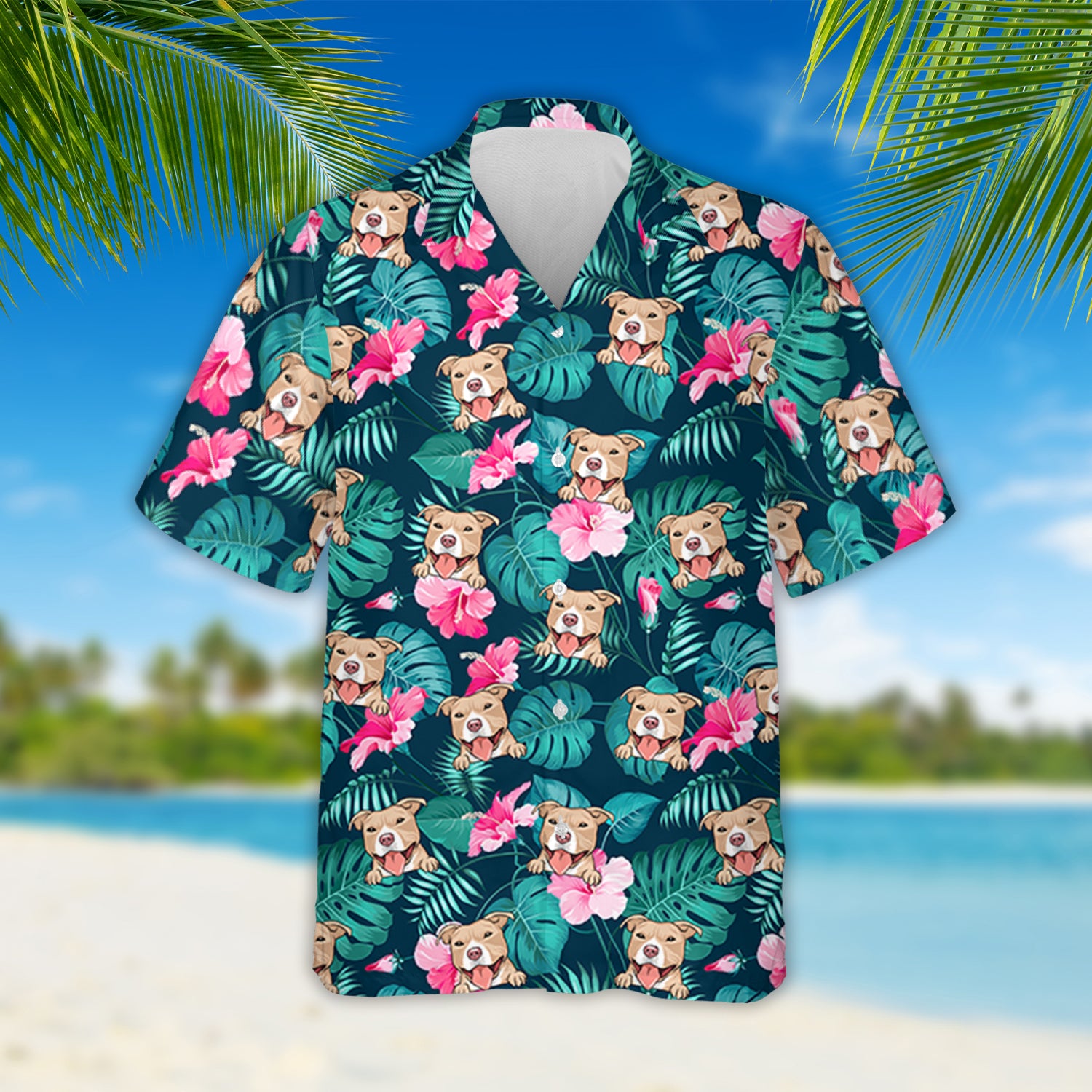 Unique Tropical Dog Pattern - Personalized Custom Hawaiian Shirt for Pet Lovers