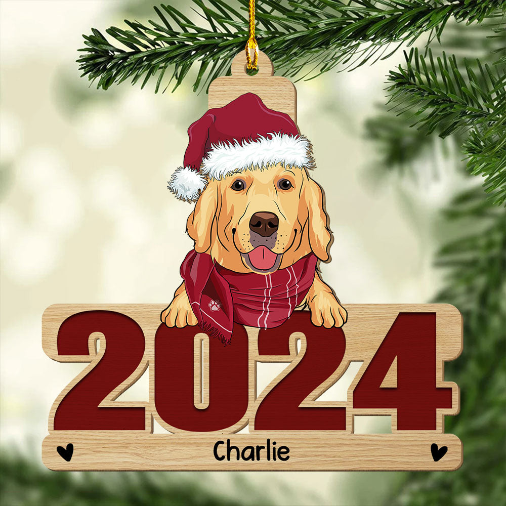 2024 Happy Holiday - Exclusively Personalized Single - Layered Wood Christmas Ornament for Pet Lovers