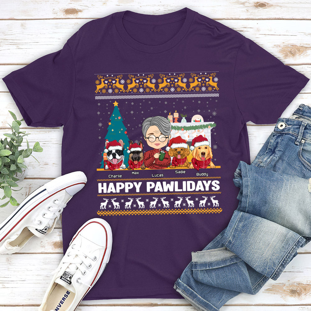 Happy Pawlidays - Personalized Custom Unisex 5.3 oz T-shirt for Pet Lovers