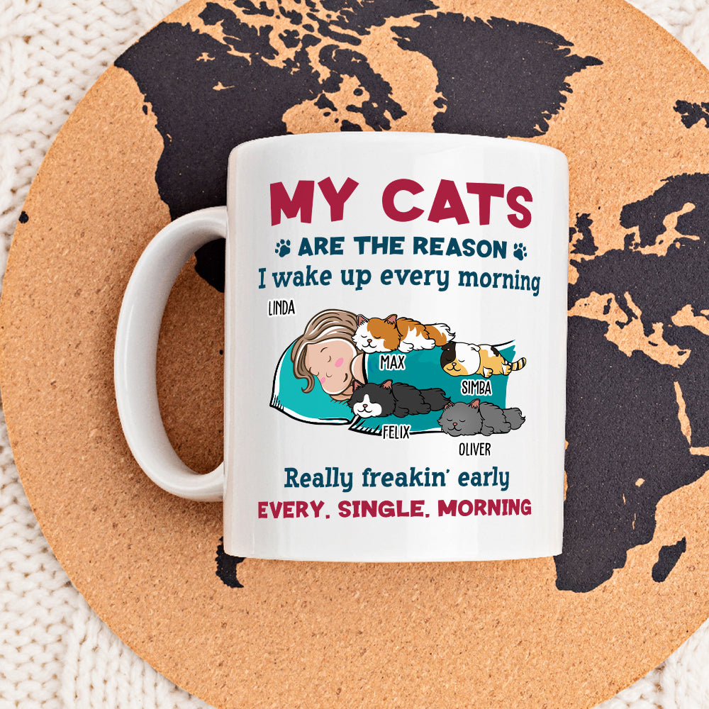 My Cat Wakes Me Up - Personalized Custom Coffee Mug for Pet Lovers