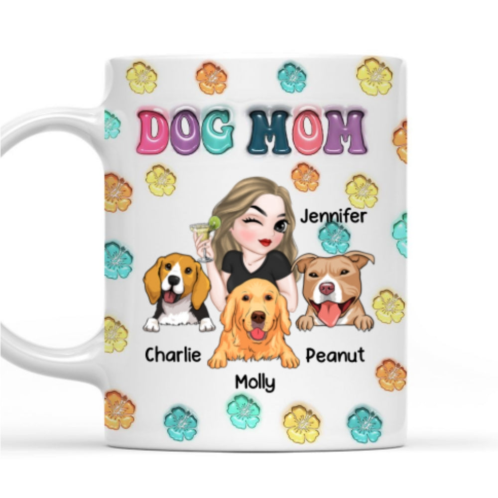 Dog Mom Summer - Personalized Custom 3D Inflated Effect 11oz Ceramic Mug for All Beverages