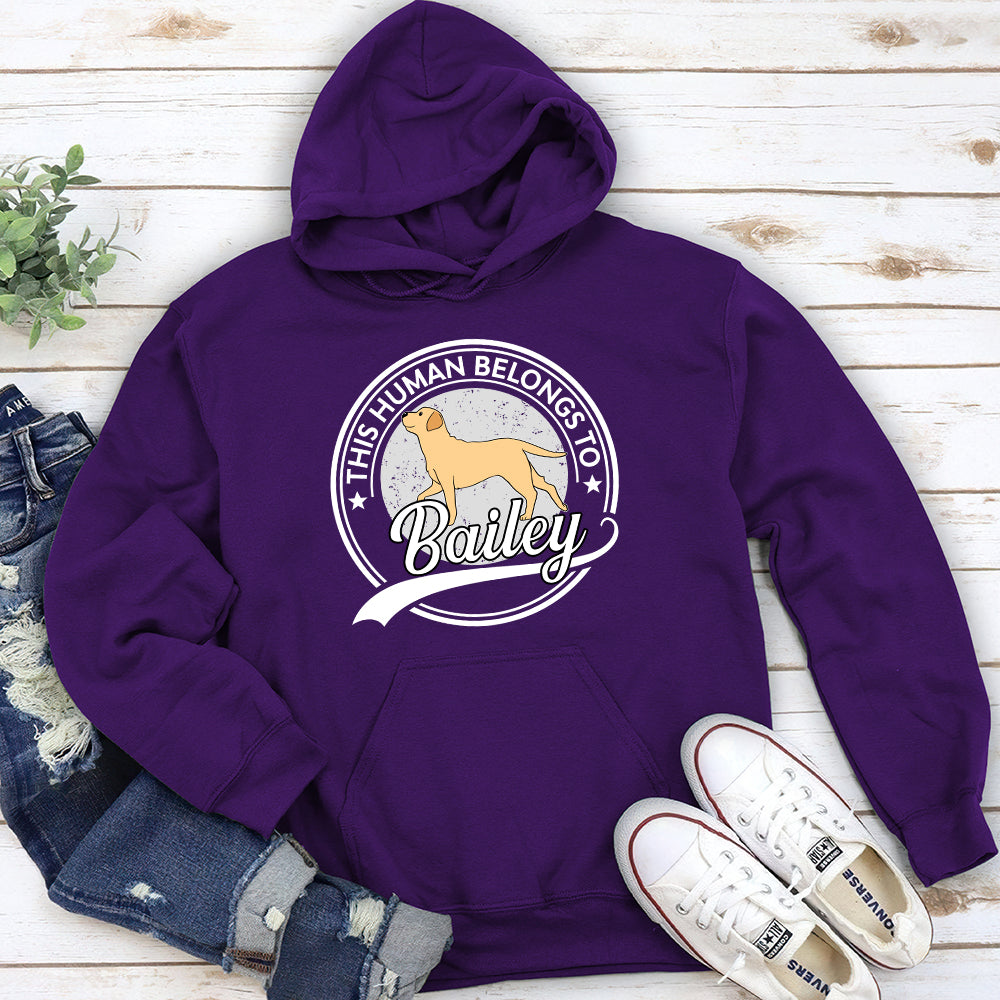 Personalized Custom 'Human Belongs To Dog' Unisex 8.0 oz Hoodie - Ideal Gift for Pet Lovers