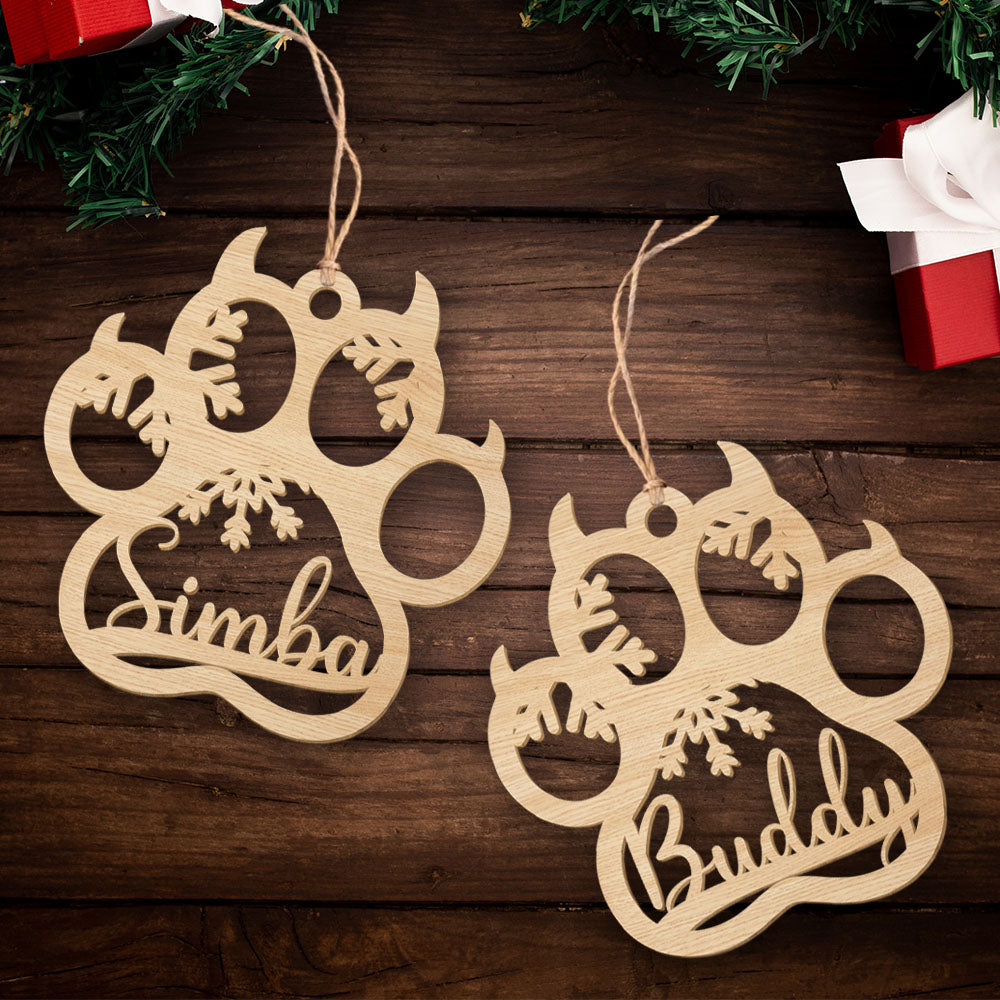 Cat Paw - Personalized Custom 1-layered Wood Christmas Ornament for Pet Lovers