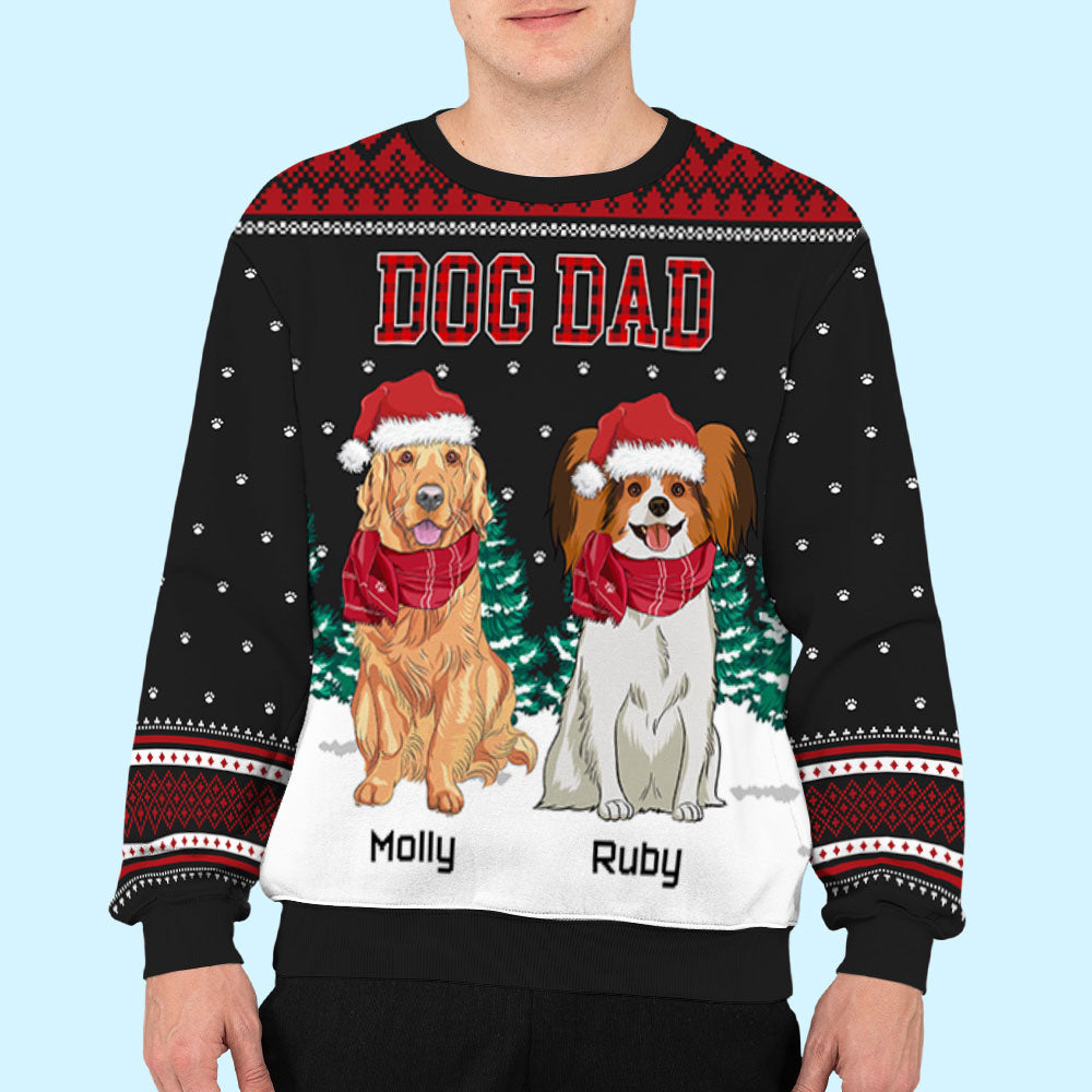 Dog Dad Mom Pattern - Personalized Custom All-Over-Print Unisex 8.8 oz Polyester Blend Sweatshirt for Pet Lovers