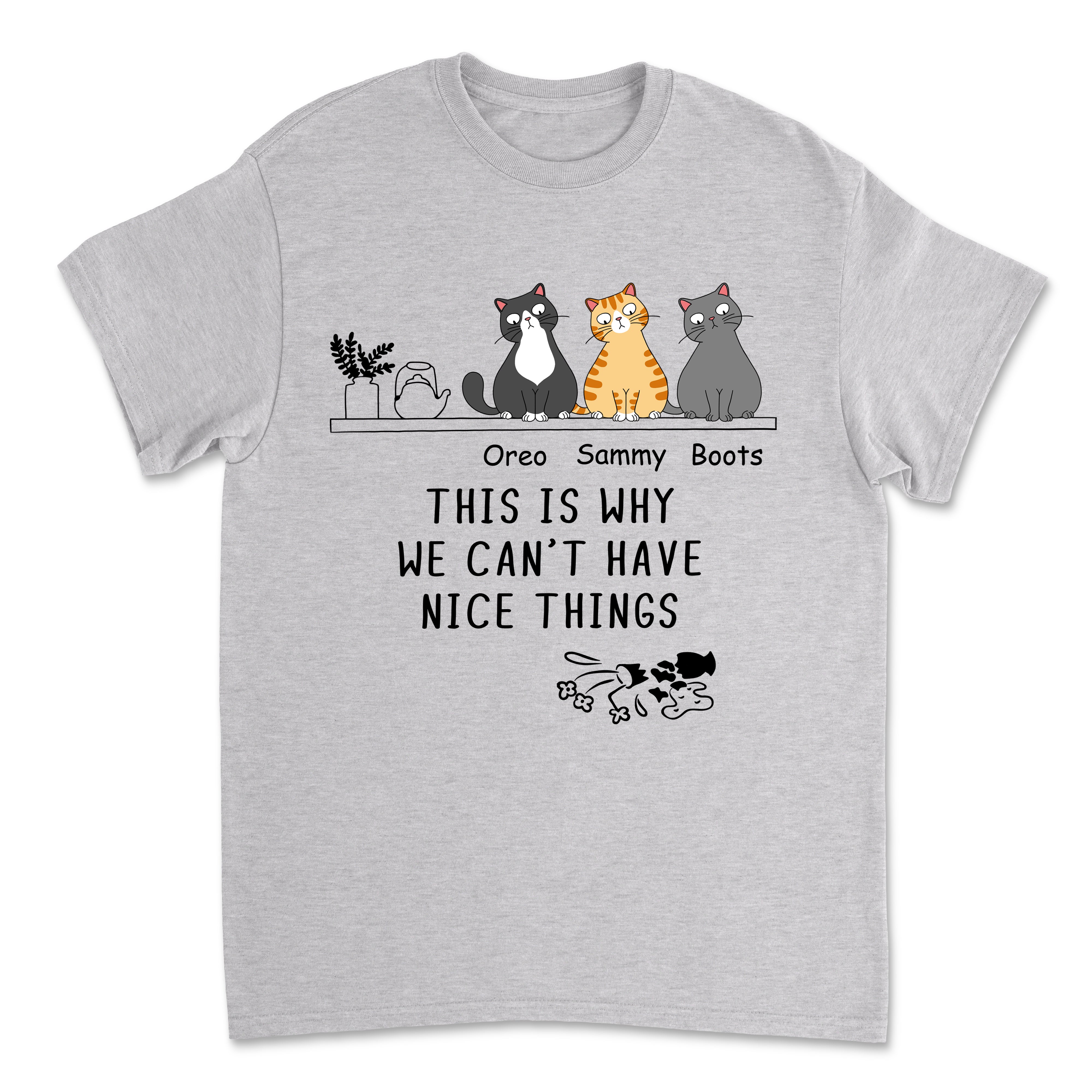 The Naughty Cats - Personalized Custom Unisex 5.3 oz T-shirt for Pet Lovers