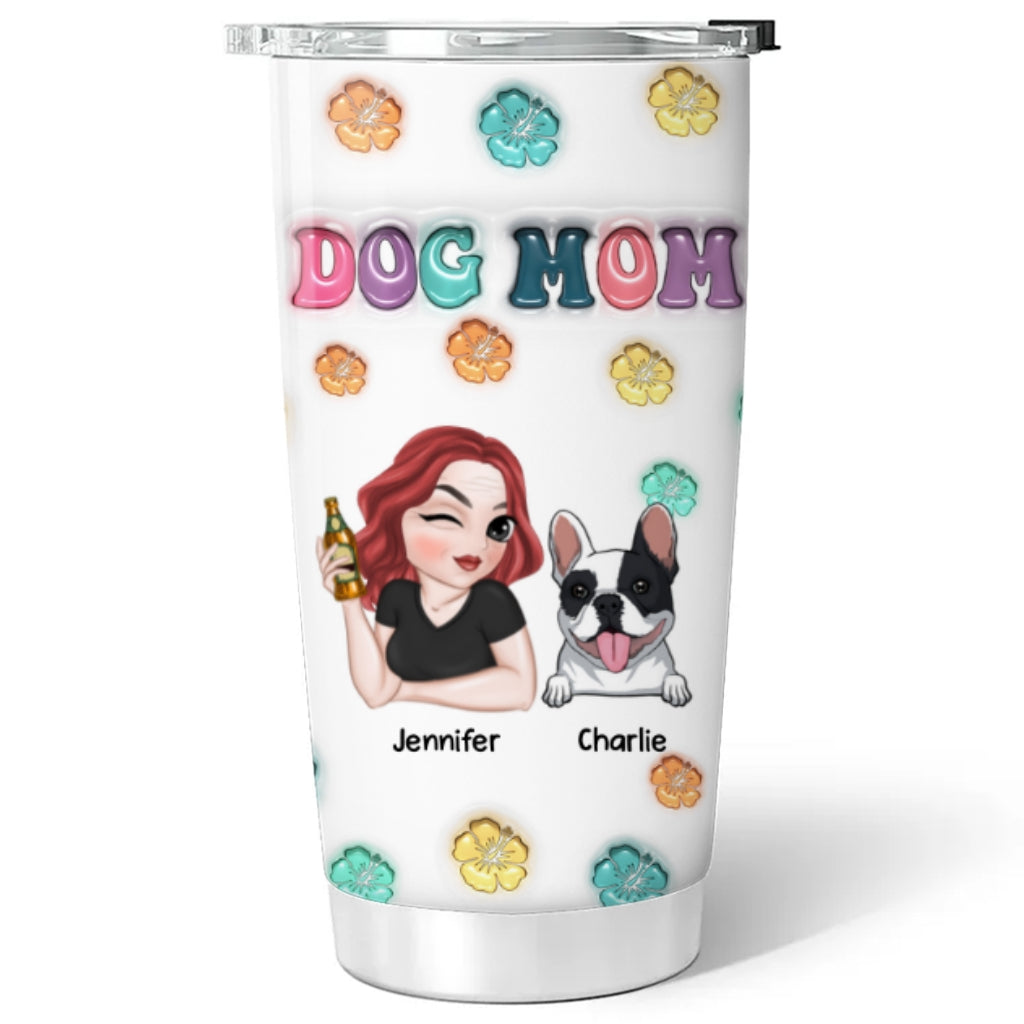 Dog Mom Summer - Customizable 3D Inflated Effect Personalized 20oz Stainless Steel Tumbler