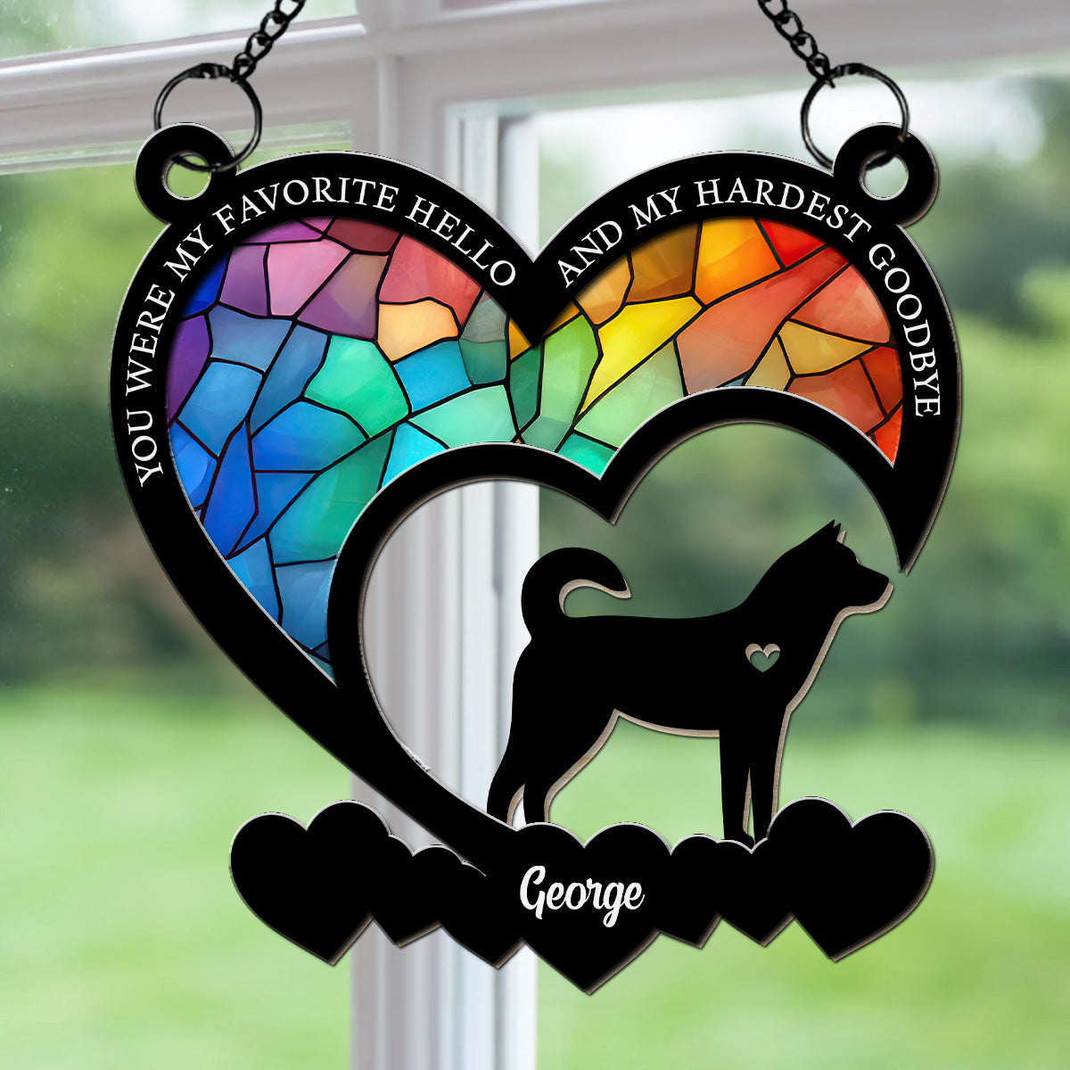 Favorite Hello And Hardest Goodbye - Premium Personalized Custom Wood and Acrylic Suncatcher in 6 or 8 Inches