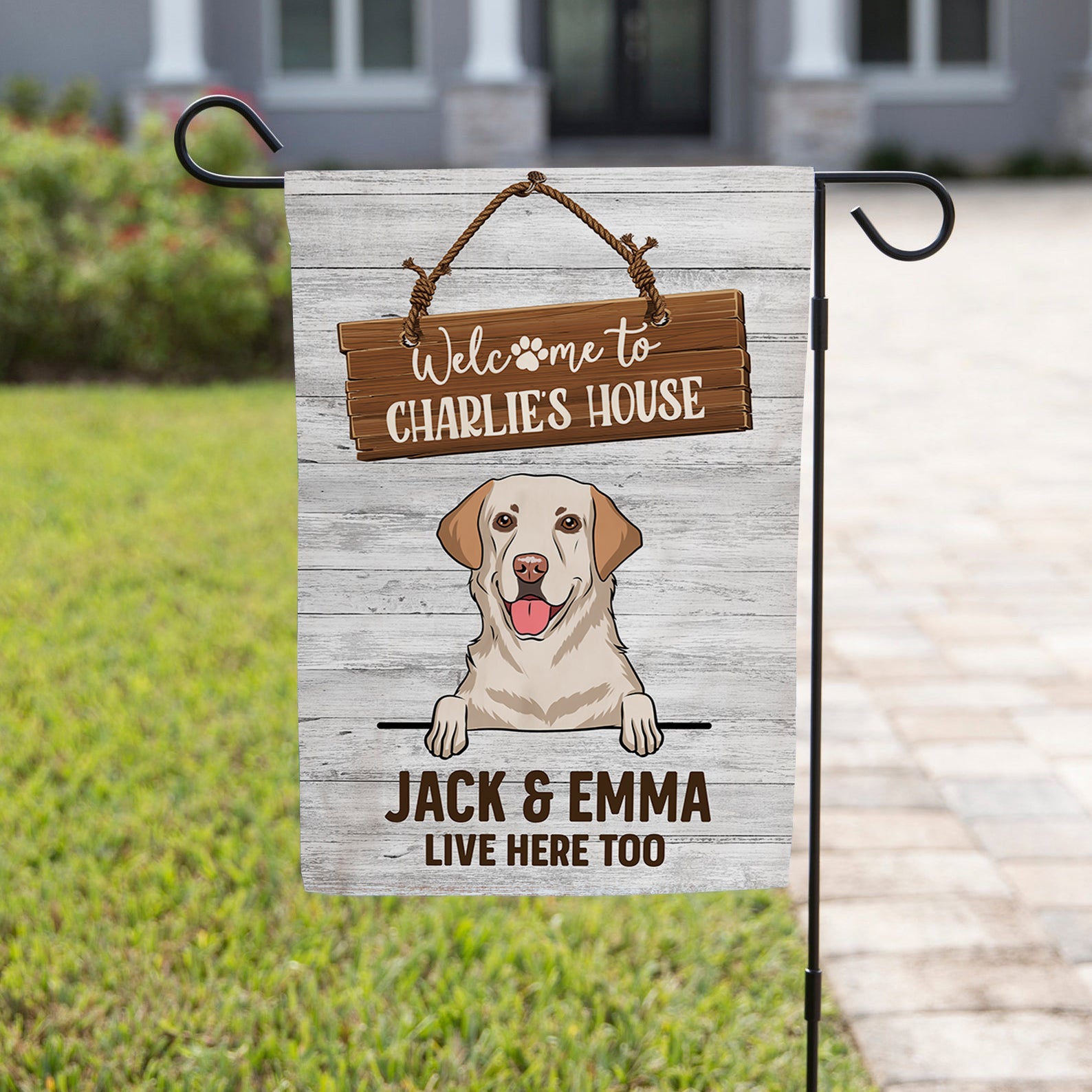 Welcome To Dog House 1 - Personalized Custom USA-Printed Garden Flag in 12' x 18' and 28' x 40' Sizes