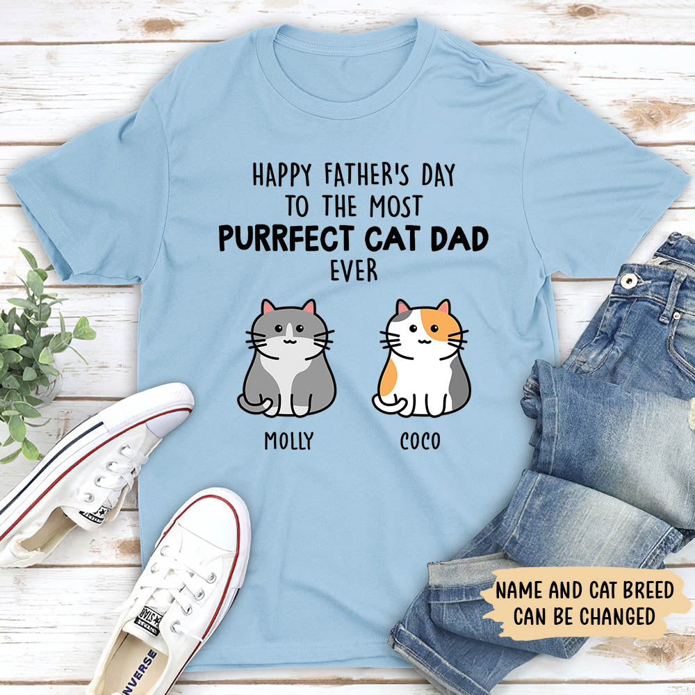 Purrfectly Personalized Custom Unisex Cat Dad T-shirt