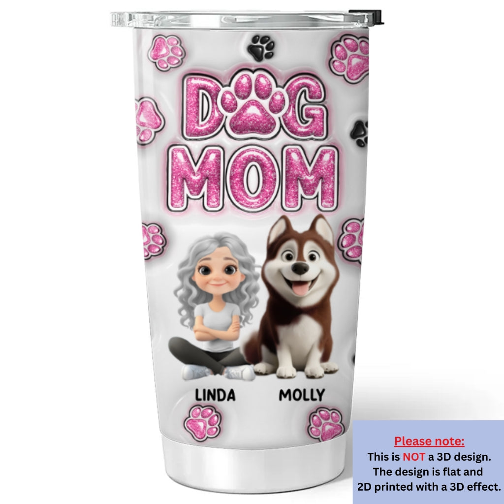 Personalized Custom 3D Inflated Effect Cartoon Chibi Dog Mom Tumbler - Unique 20oz Drinkware