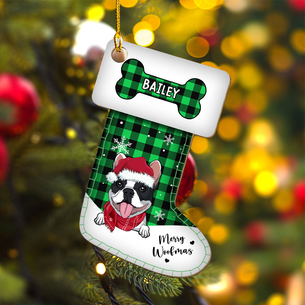 Personalized Custom 1-layered Wood Pet Christmas Stocking Ornament