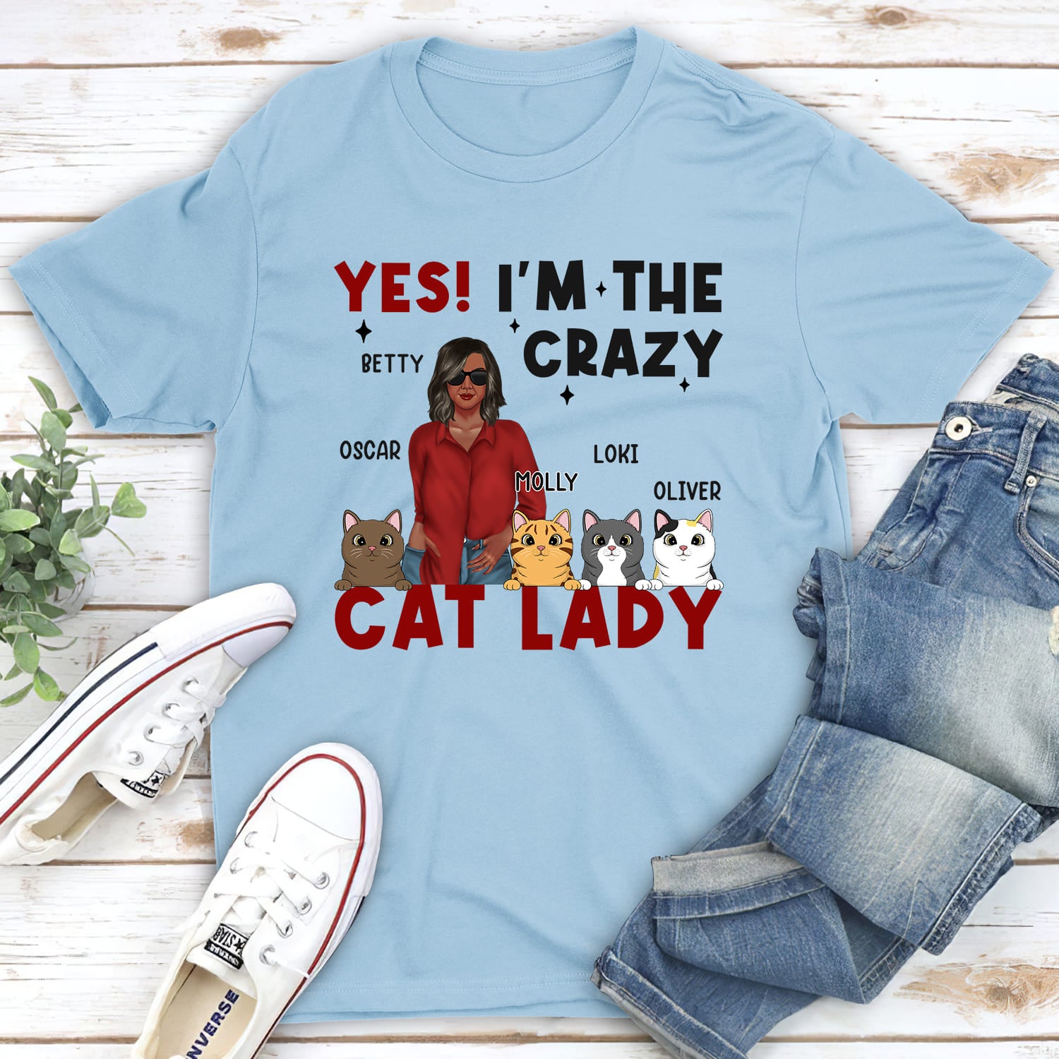 The Crazy Cat Lady - Stylish Personalized Custom Unisex T-shirt for Cat Lovers