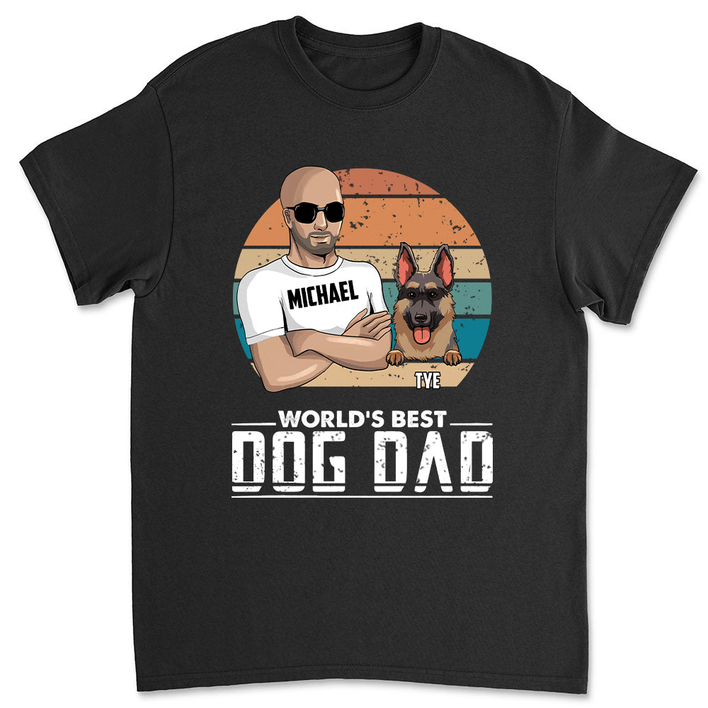 World's Best Dog Dad Retro - Personalized Custom Unisex 5.3 oz T-shirt for Pet Lovers