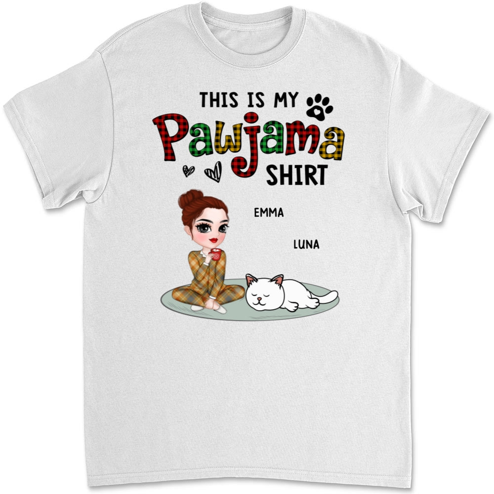 Pawjama Shirt Ver Cat - Personalized Custom Unisex 5.3 oz T-Shirt for Pet Lovers