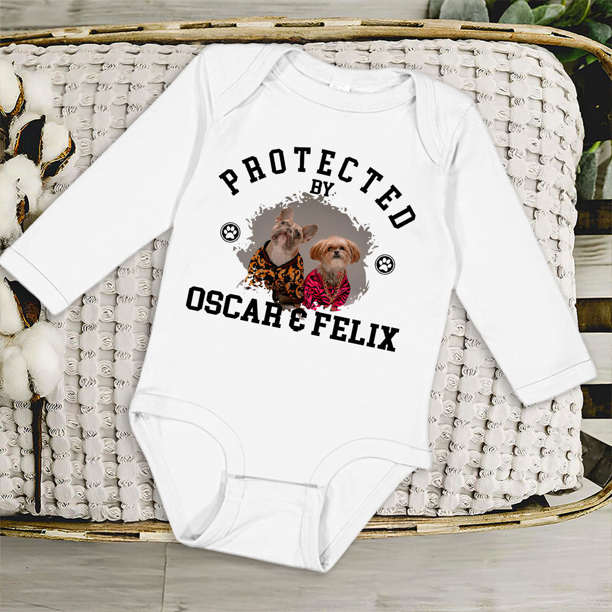 Photo - Protected Personalized Custom Long Sleeve Baby Onesie for Unforgettable Early Moments