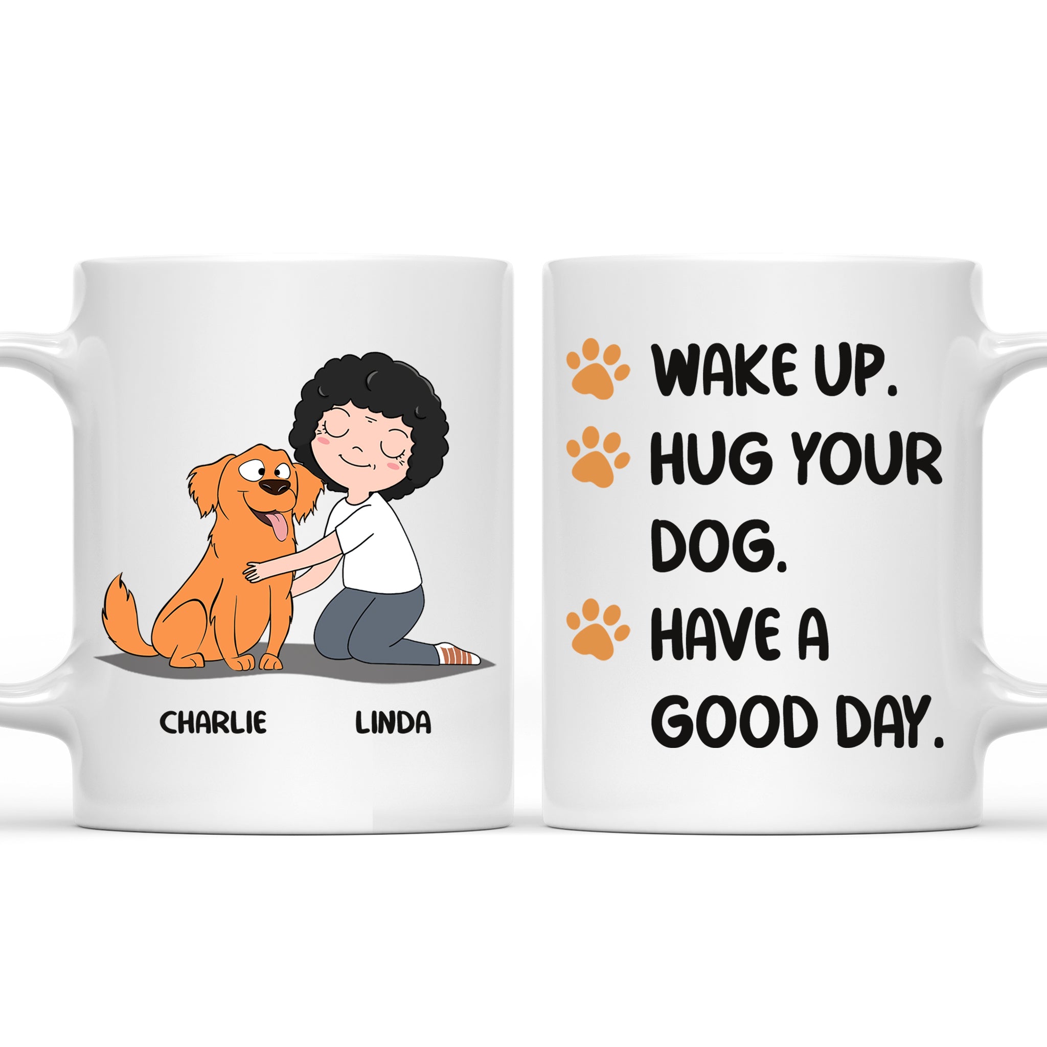 Unique Personalized Wake Up Hug Dog Custom Coffee Mug for Pet Lovers