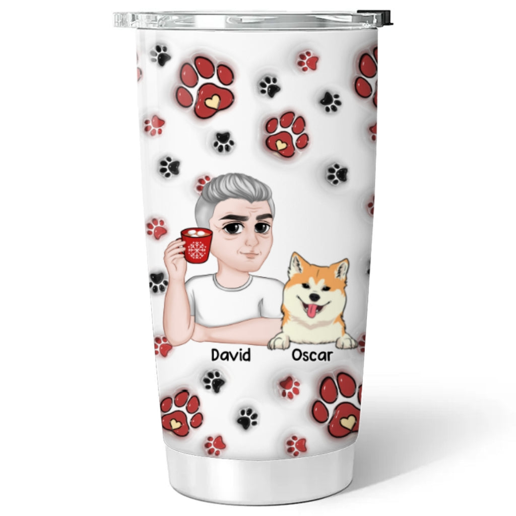 Love Dog Family - Personalized Custom 3D Inflated Effect 20oz Stainless Steel Tumbler for Cold and Hot Drinks