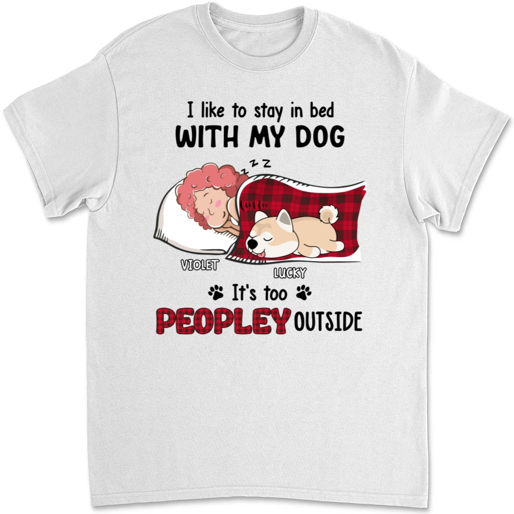 Like To Stay In Bed - Personalized Custom Unisex 5.3 oz T-shirt for Pet Lovers