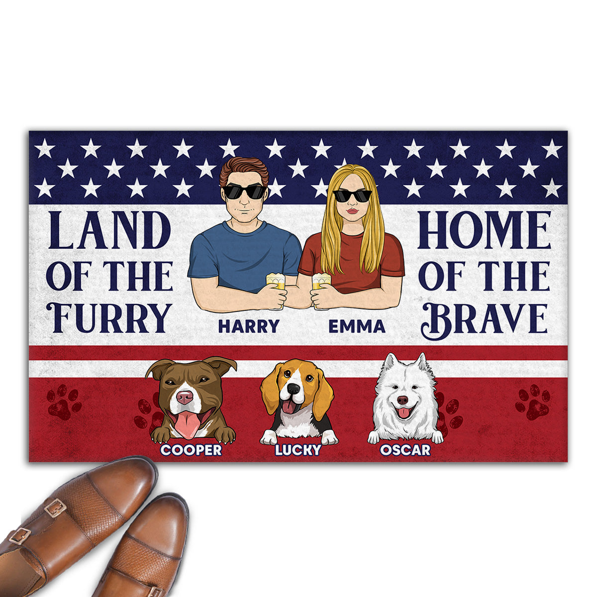Home Of The Brave - Personalized Custom Doormat with Your Pet's Picture