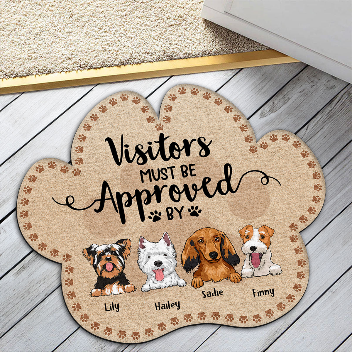 Personalized Custom Doormat - Visitors Must Be Approved By, Featuring Your Dog's Picture