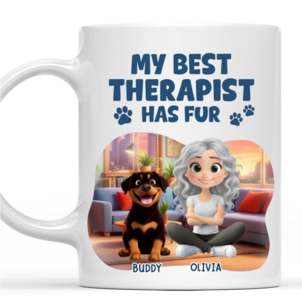 Best Therapist Has Fur - Premium Personalized Custom Coffee Mug for All Beverages