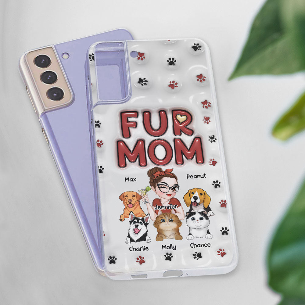 Lovely Fur Mom - Personalized Custom 3D Inflated Effect TPU Phone Case for Smartphones
