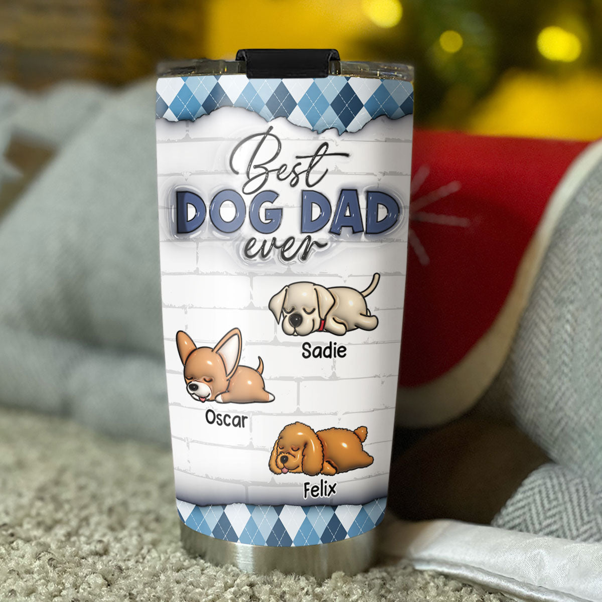 Best Dog Parents - Personalized Custom 3D Inflated Effect 20oz Stainless Steel Tumbler with Thousands of Cool Designs