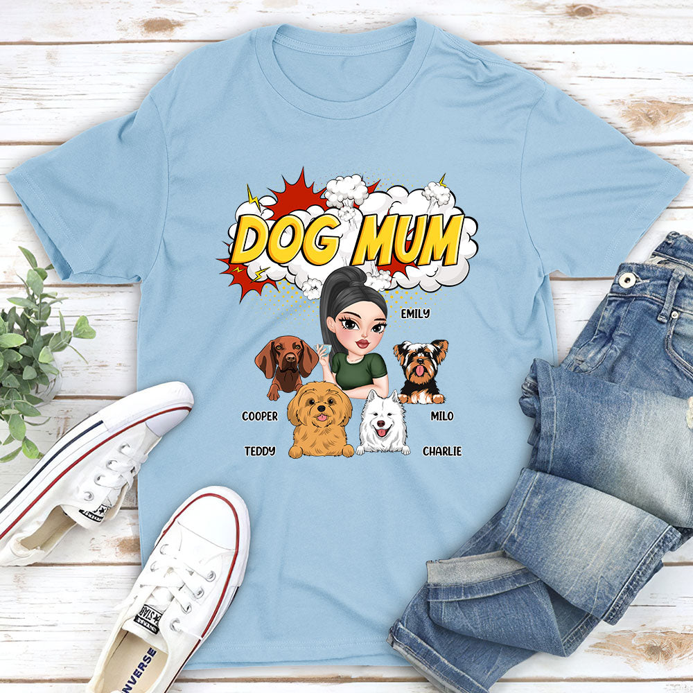 Unique Personalized Custom Unisex Dog Mom Comic T-Shirt - Ideal Gift for Pet Lovers