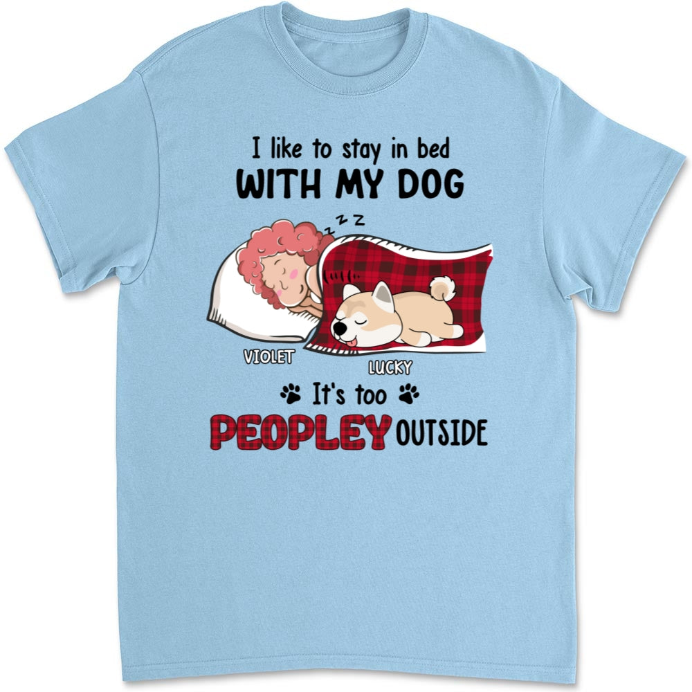 Like To Stay In Bed - Personalized Custom Unisex 5.3 oz T-shirt for Pet Lovers