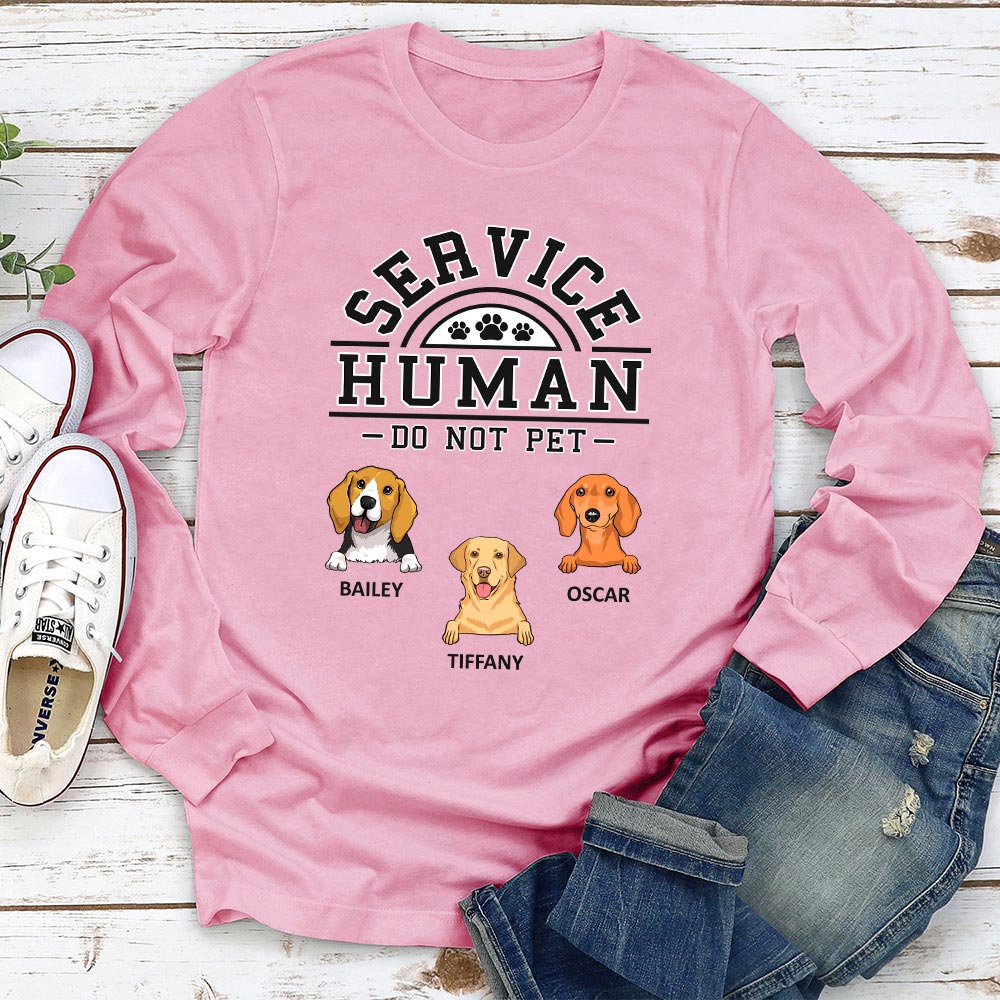 Unique Personalized Custom Long Sleeve Dogs Service Human Logo T-shirt for Pet Lovers