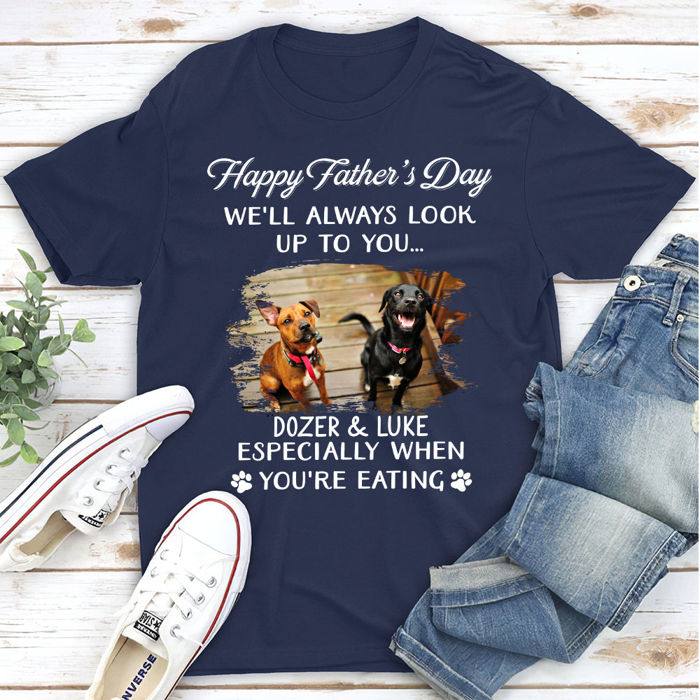 Look Up To You Dark Photo - Personalized Custom Unisex 5.3 oz T-shirt for Pet Lovers