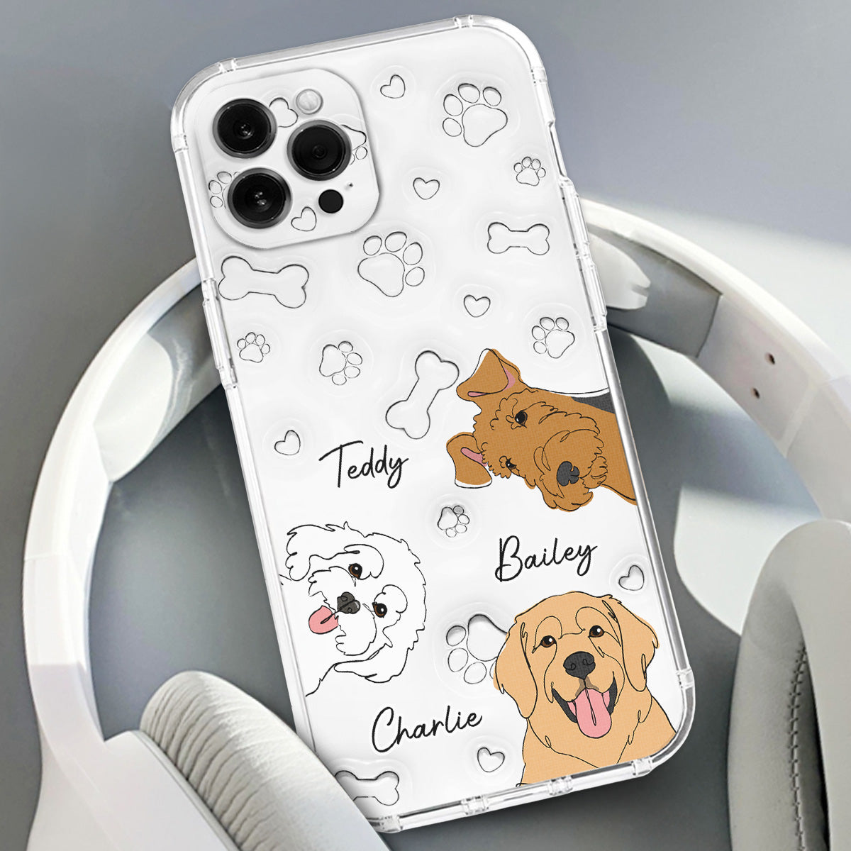 Dog Line - Exclusively Personalized Custom 3D Inflated Effect Phone Case for a Fashionable Look