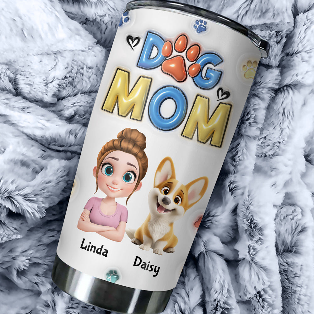 Thank You My Dog Mom Dad - Personalized Custom 3D Inflated Effect 20oz Stainless Steel Tumbler with BPA-Free Lid