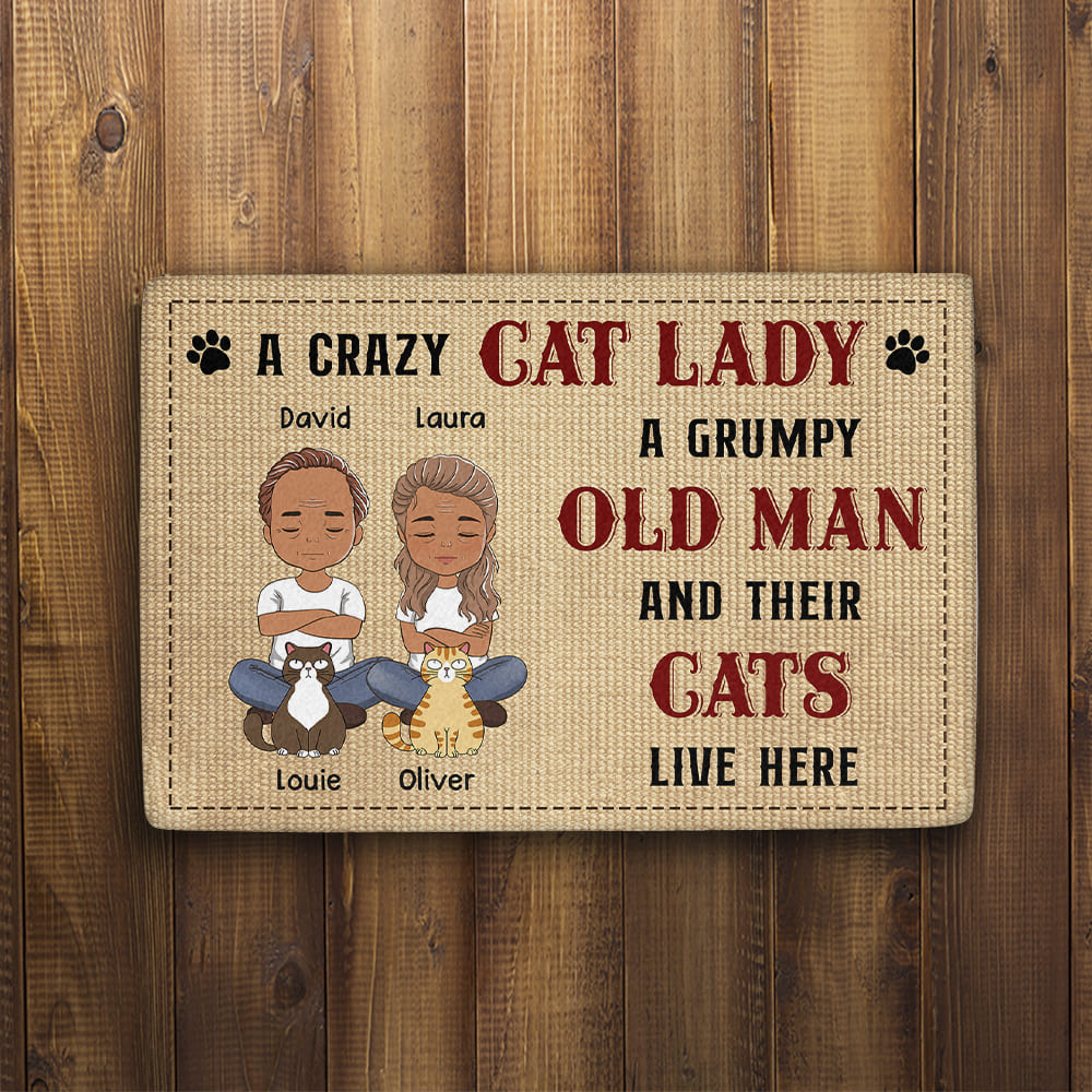 Unique Crazy Cat Lady - Personalized Custom Doormat with Dog's Picture