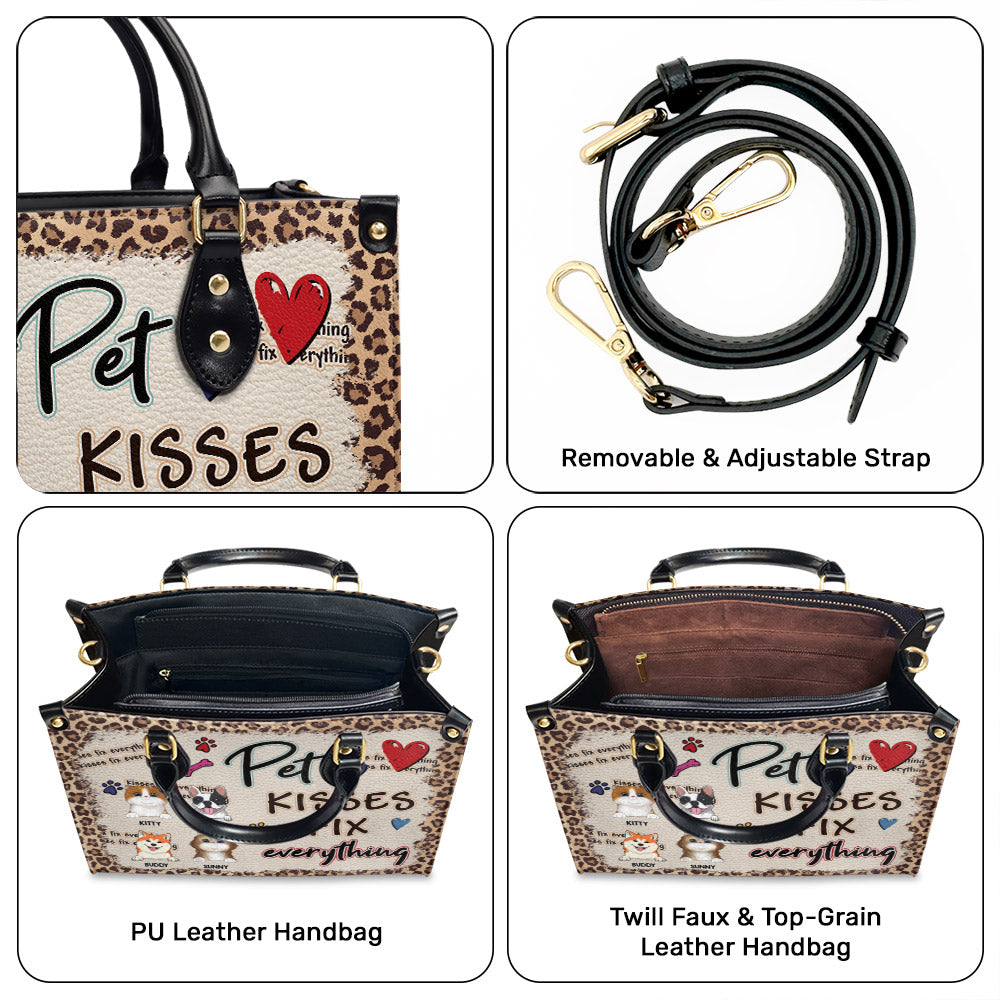 Pet Kisses - Exquisite Personalized Custom Leather Handbag for Fur Baby Lovers