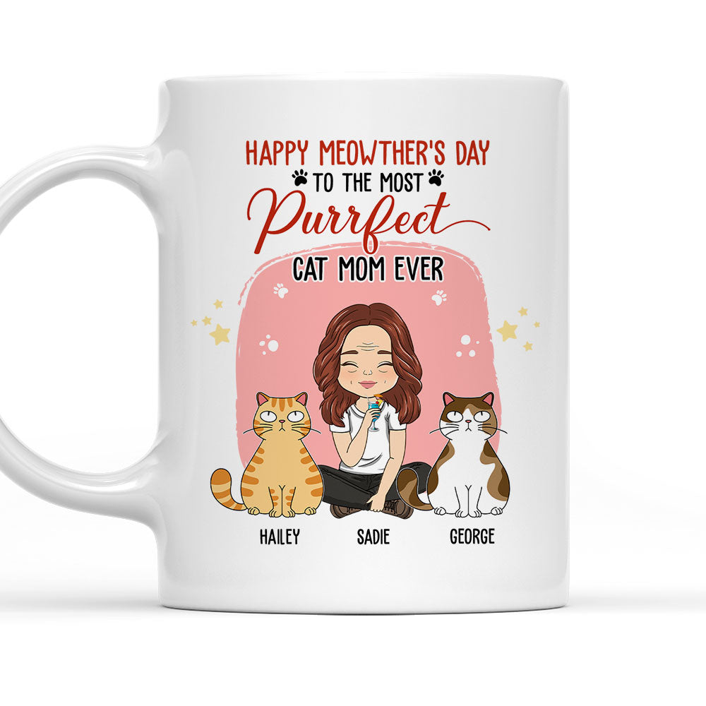 To The Most Purrfect Cat Mom - Unique Personalized Custom Ceramic Coffee Mug
