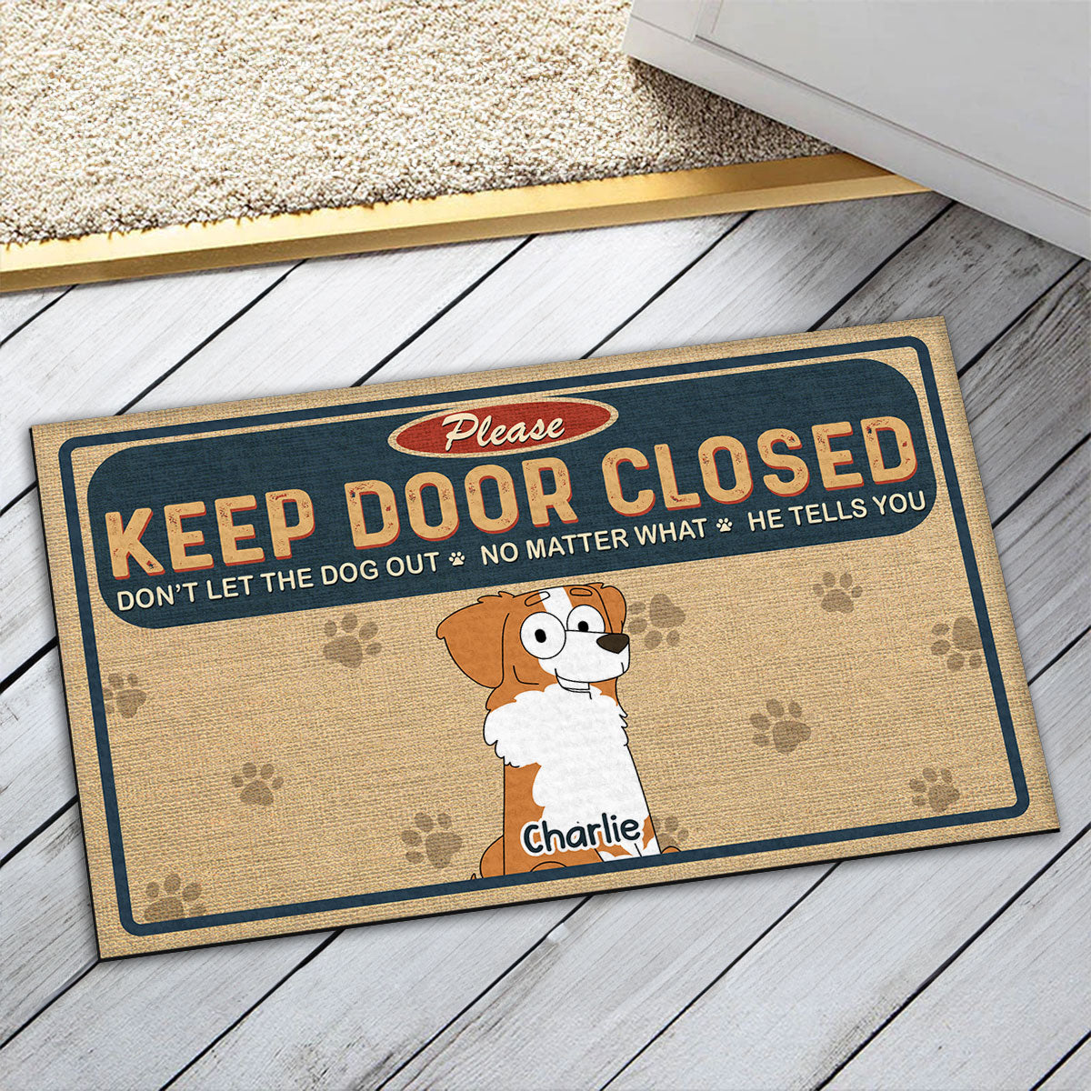 Personalized Custom Doormat - Please Keep Door Closed, Ideal for Pet Lovers