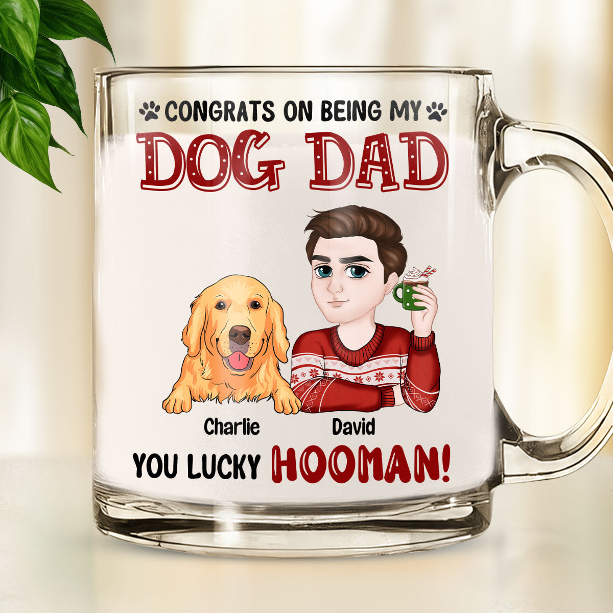 Unique Personalized Custom Glass Mug for Dog Moms and Dads - Congrats on Your Special Role